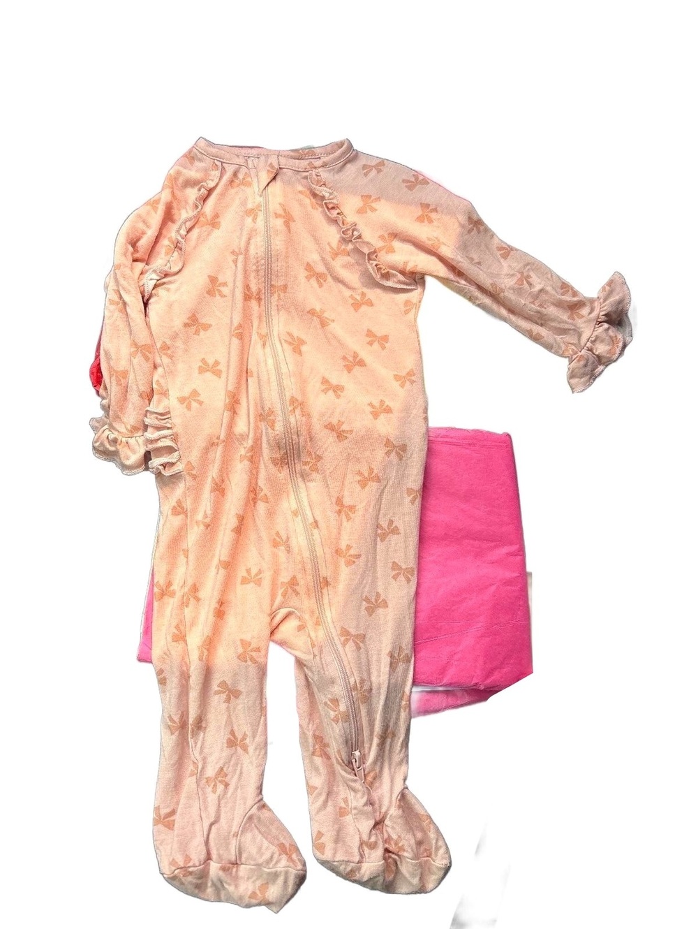 MilkBerry bamboo pink 3 to 6 month footed one piece
